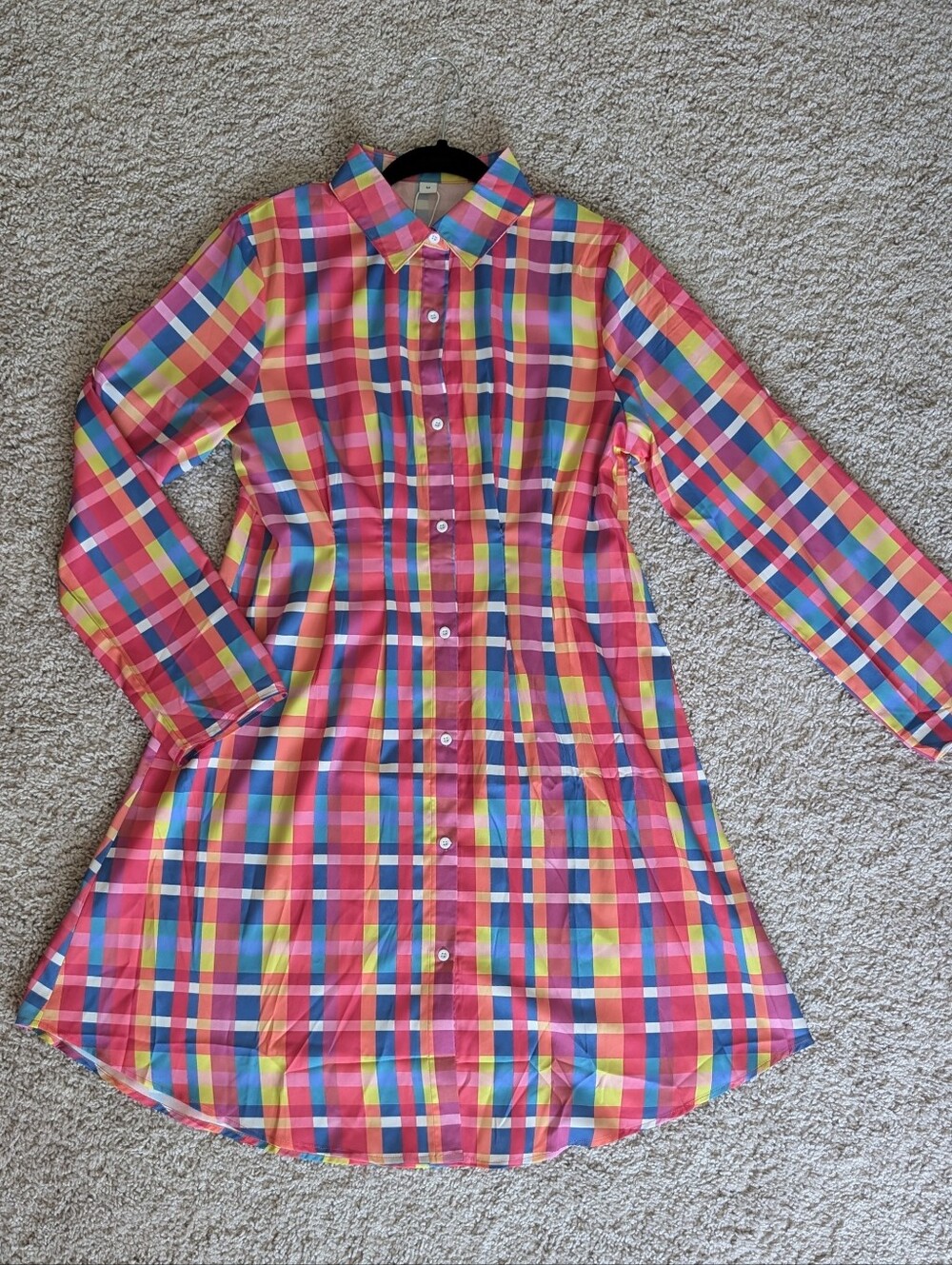 NWT Made With Love Vibrant Plaid Shirt Dress - Size M